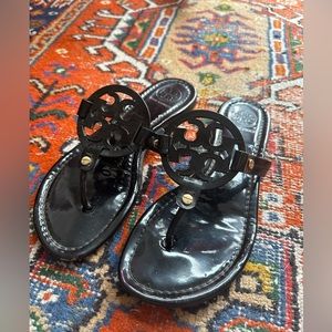 Tory Burch Patent Black Miller Sandals